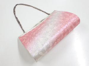 リサイクル　銀糸菊模様織り出し和装バッグ